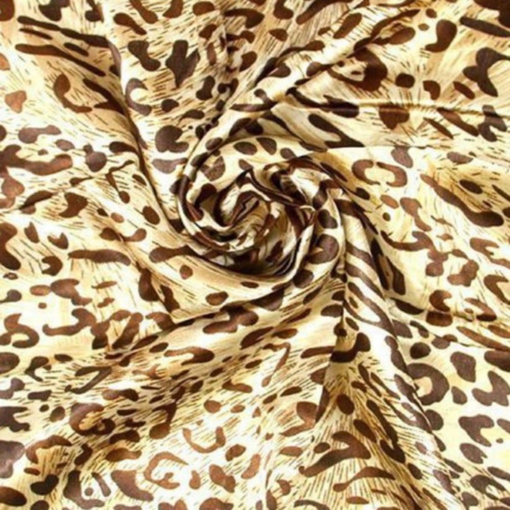 Satin Brown & Cream Animal Print Bandanna - Picture 2 of 3
